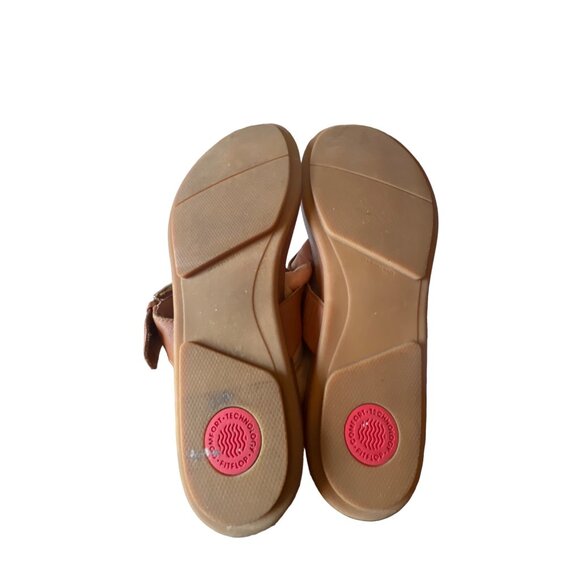 FitFlop Gracie Leather Toe-Post Sandals in Tan Size 11 - Picture 6 of 7